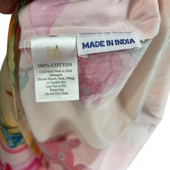 Just Bellina Dress Women's Large 100% Cotton Handcrafted Floral Bright NEW - Picture 8 of 11